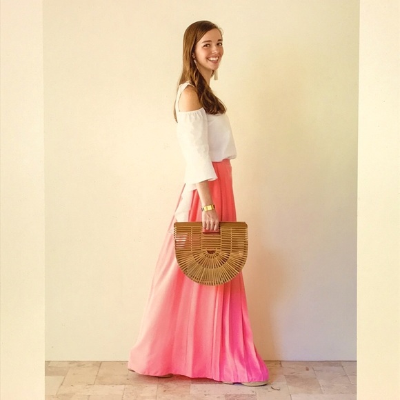 Tibi coral silk pleated maxi skirt 4 New - Picture 5 of 5